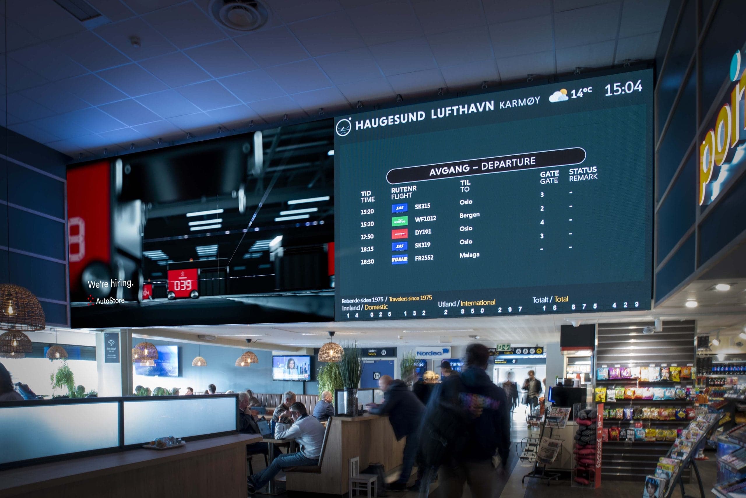 Skjerm — Avgang / servering / kiosk — Haugesund Lufthavn Karmøy